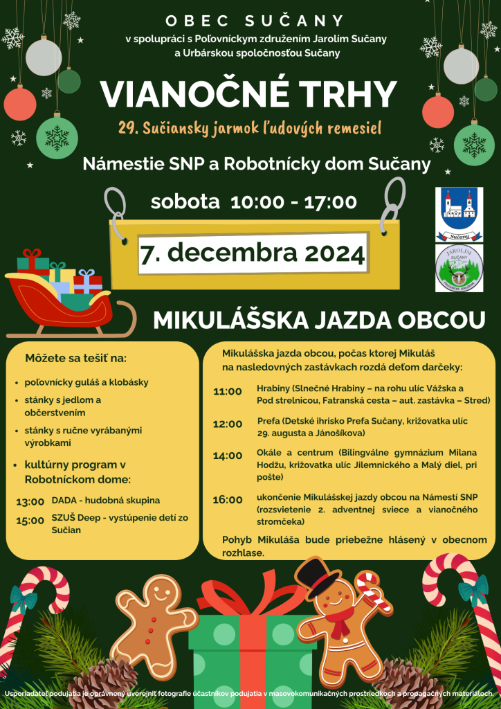 Vianočné trhy a Mikulášska jazda v Sučanoch 2024