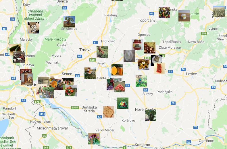 Lokalne vypestovane produkty viditelne na mape slovenska